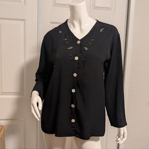 Laundry Shelli Segal Black Small Long Sleeves Top